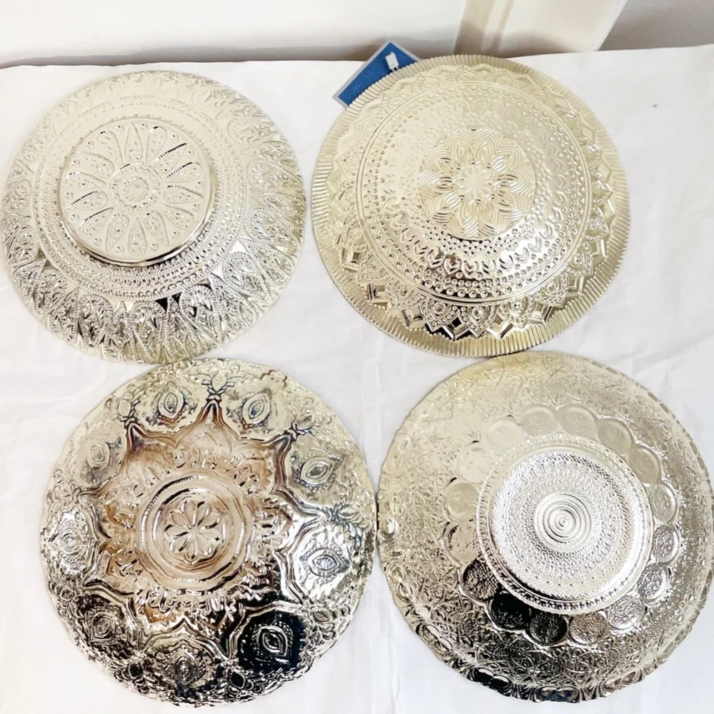 NEW Lot of 4 Turkish Glass Handmade Decorative Bowl w/ 100% Silver NWT